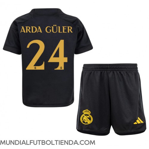 Camiseta Real Madrid Arda Guler #24 Tercera Equipación Replica 2023-24 para niños mangas cortas (+ Pantalones cortos)